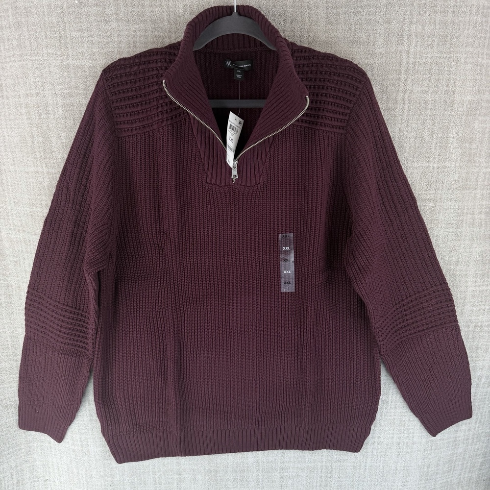 INC International Concepts Sweater Womens 2XL Purple Chunky-Knit 1/4 Zip
